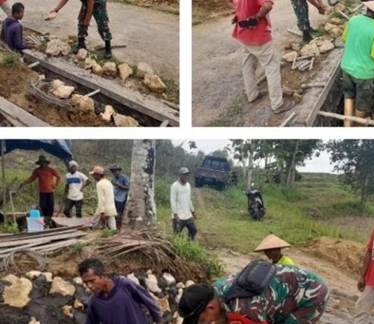Babinsa Koramil 11/Pasongsogan Karya Bakti Bersama Warga Desa Lebeng Timur serangkaian kegiatan karya bakti bersama masyarakat Desa Lebeng Timur, Kecamatan Pasongsogan, Kabupaten Sumenep, Rabu (20/12/2023).